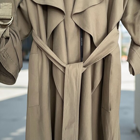 Marciano Los Angeles Khaki OliveTrench Coat – Effortlessly Sophisticated Drape - Picture 2 of 8